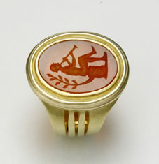 Commissioned ring based on the Pevsner style with a carnelian cameo